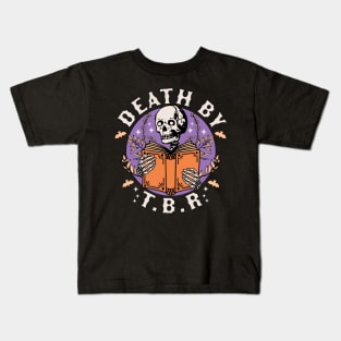 Death By T.B.R To Be Read Skeleton Reading Book Bookish Kids T-Shirt